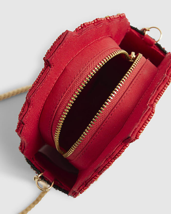 Red Beaded French Fries Cross Body Bag