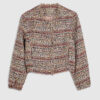 Red Boucle Cropped Bomber Jacket