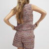 Red Boucle Fringed Hem Shorts