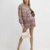Red Boucle Sleeveless Fringed Waistcoat