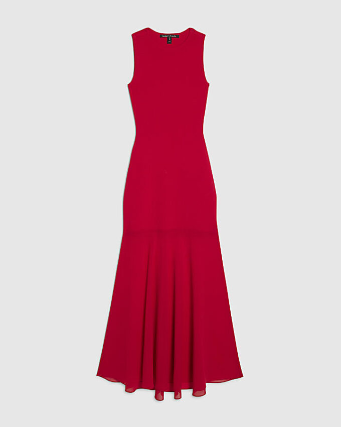 Red Chiffon Hybrid Maxi Dress