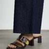 Red Double Buckle Mule Sandals