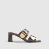 Red Double Buckle Mule Sandals