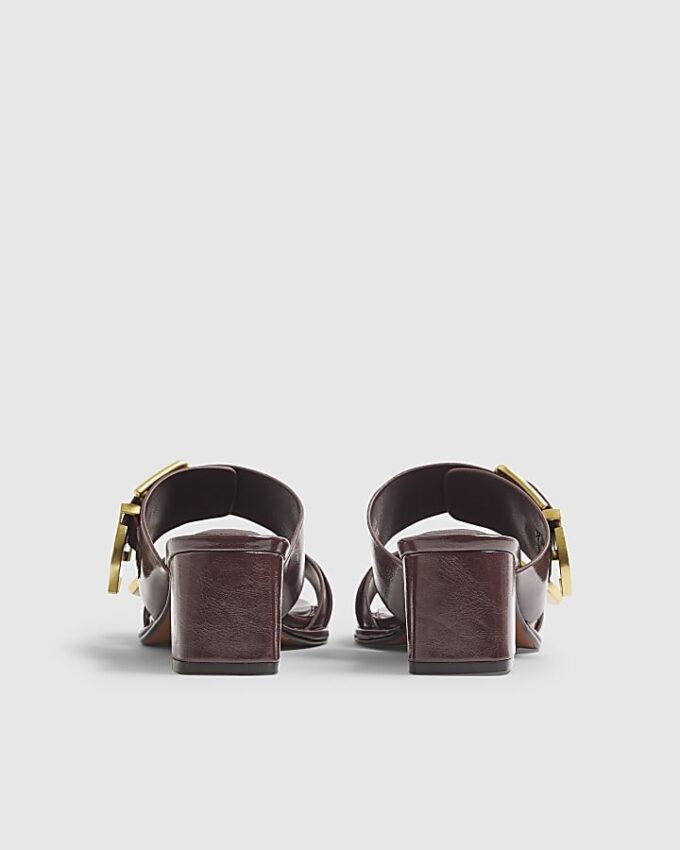 Red Double Buckle Mule Sandals