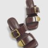 Red Double Buckle Mule Sandals