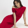 Red Draped Midi Dress Red Draped Midi Dress