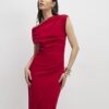Red Draped Midi Dress Red Draped Midi Dress