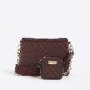 Red Embossed Monogram Chain Cross Body Bag