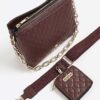 Red Embossed Monogram Chain Cross Body Bag