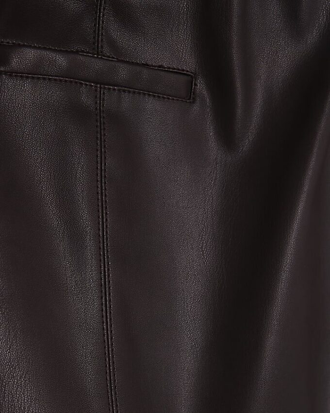 Red Faux Leather Pocket Detail Mini Skirt