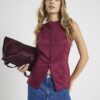 Red Faux Suede Sleeveless Waistcoat