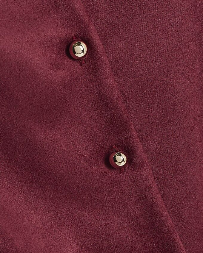 Red Faux Suede Sleeveless Waistcoat
