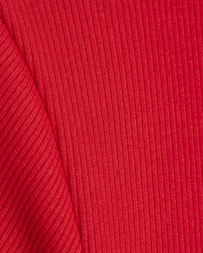 Red Fitted Ribbed T-shirt
