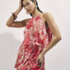 Red Floral Embellished Playsuit