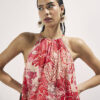 Red Floral Embellished Playsuit