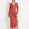 Red Knit Maxi Beach Dress