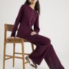 Red Knitted Wide Leg Trousers