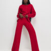 Red knitted wide leg trousers