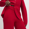 Red knitted wide leg trousers