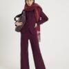 Red Knitted Wide Leg Trousers