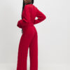 Red knitted wide leg trousers