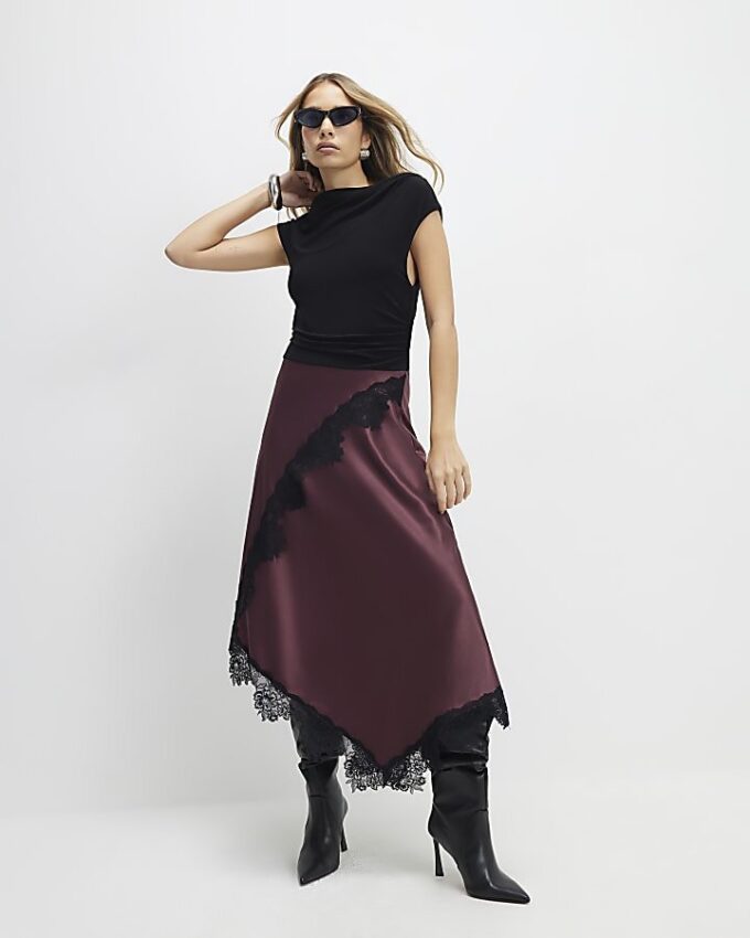 Red Lace Hybrid Drape Maxi Dress