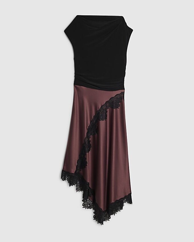 Red Lace Hybrid Drape Maxi Dress