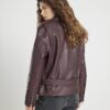 Red Leather Belted Biker Jacket