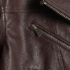Red Leather Belted Biker Jacket