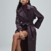 Red leather oversized trench coat