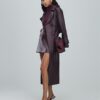 Red leather oversized trench coat