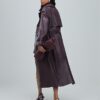 Red leather oversized trench coat