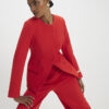 Red Long Sleeve Round Neck Blazer