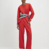 Red Long Sleeve Round Neck Blazer