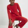 Red Long Sleeve Round Neck Blazer