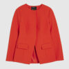 Red Long Sleeve Round Neck Blazer