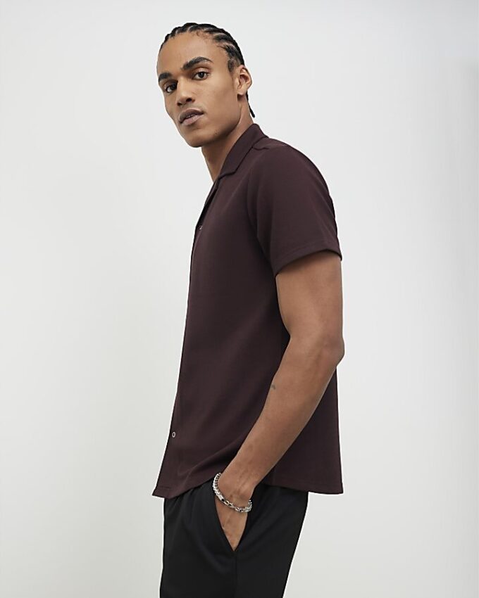 Red Muscle Fit Ring Snap Shirt