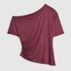 Red Off Shoulder Drape Top