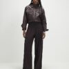 Red Pinstripe Pleated Wide Leg Trousers
