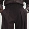 Red Pinstripe Pleated Wide Leg Trousers