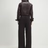 Red Pinstripe Pleated Wide Leg Trousers