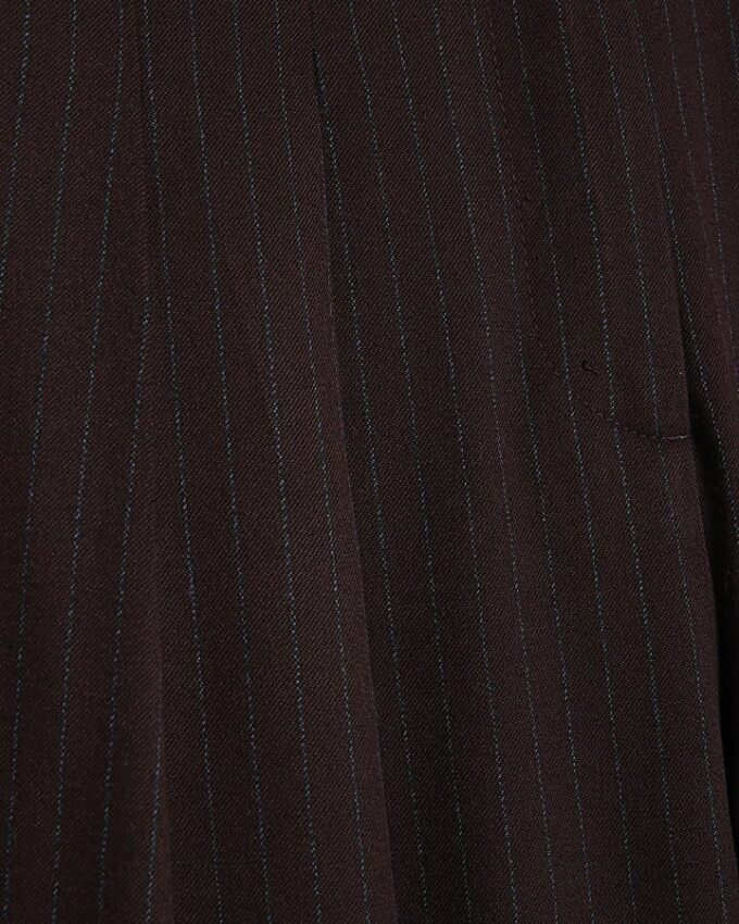 Red Pinstripe Pleated Wide Leg Trousers