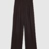 Red Pinstripe Pleated Wide Leg Trousers