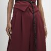 Red Pleated Tapered Trousers
