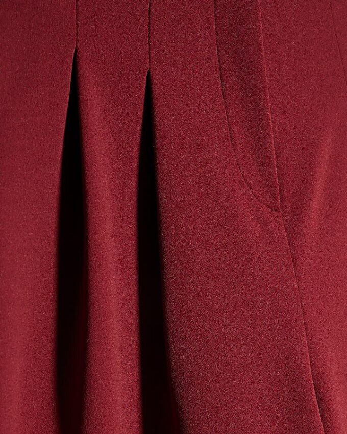Red Pleated Tapered Trousers
