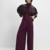 Red Pleated Wide Leg Trousers