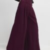 Red Pleated Wide Leg Trousers
