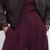 Red Pleated Wide Leg Trousers