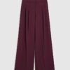 Red Pleated Wide Leg Trousers