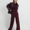 Red Premium High Waisted Wide Leg Joggers